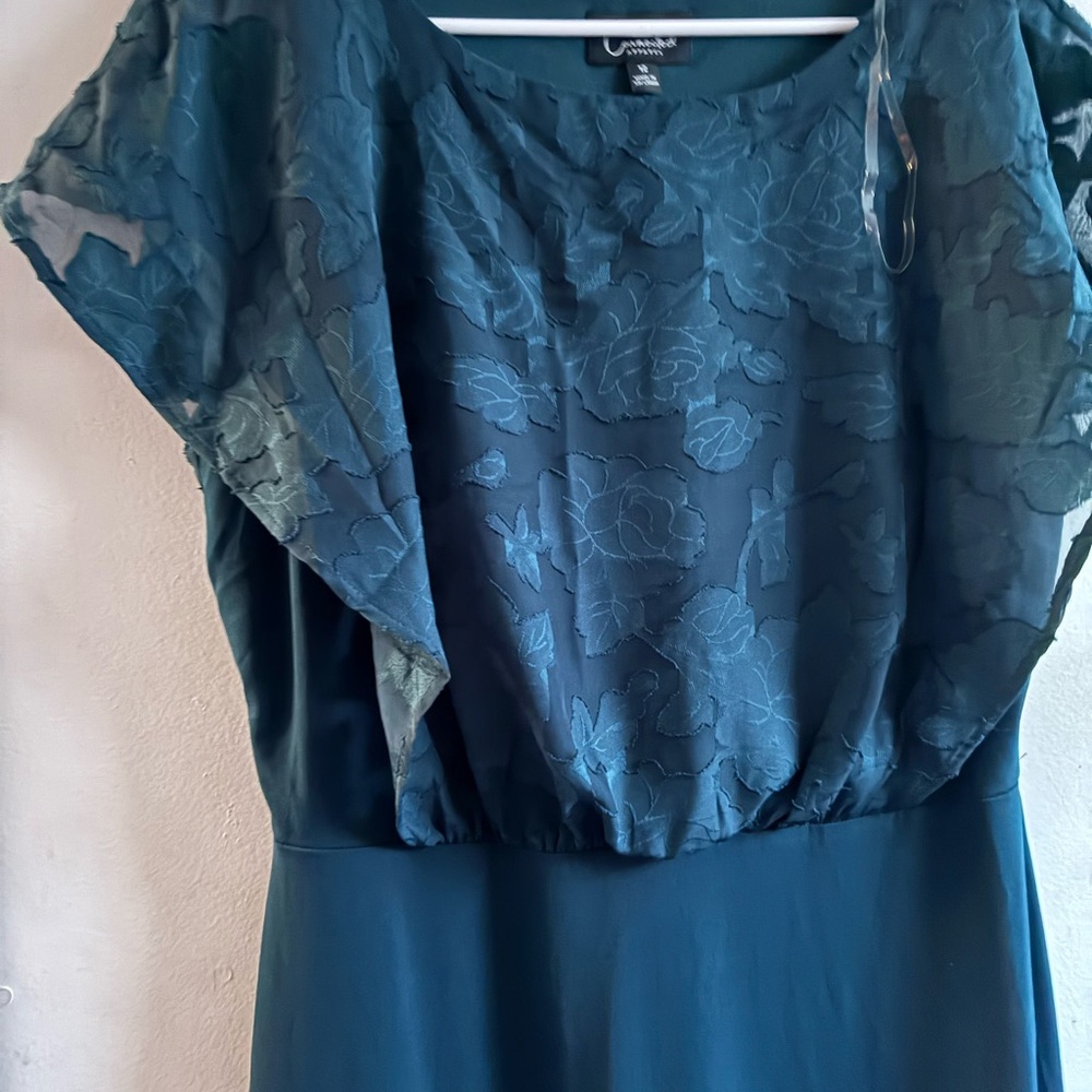 Connected Apparel forest green Floral Dress size 12 - Picture 3 of 5